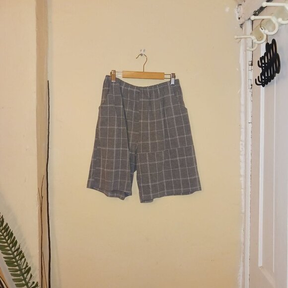 Shein mens window pane gray/white lounge shorts size medium - Picture 1 of 6